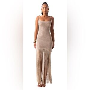 Zica tassel dress in gold knit fabric - size medium